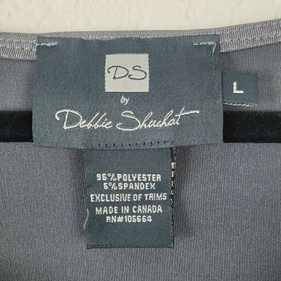 Vintage DS By Debbie Shuchat Evening Blouse Sz Large Metallic Gunmetal Shimmery - Picture 10 of 10